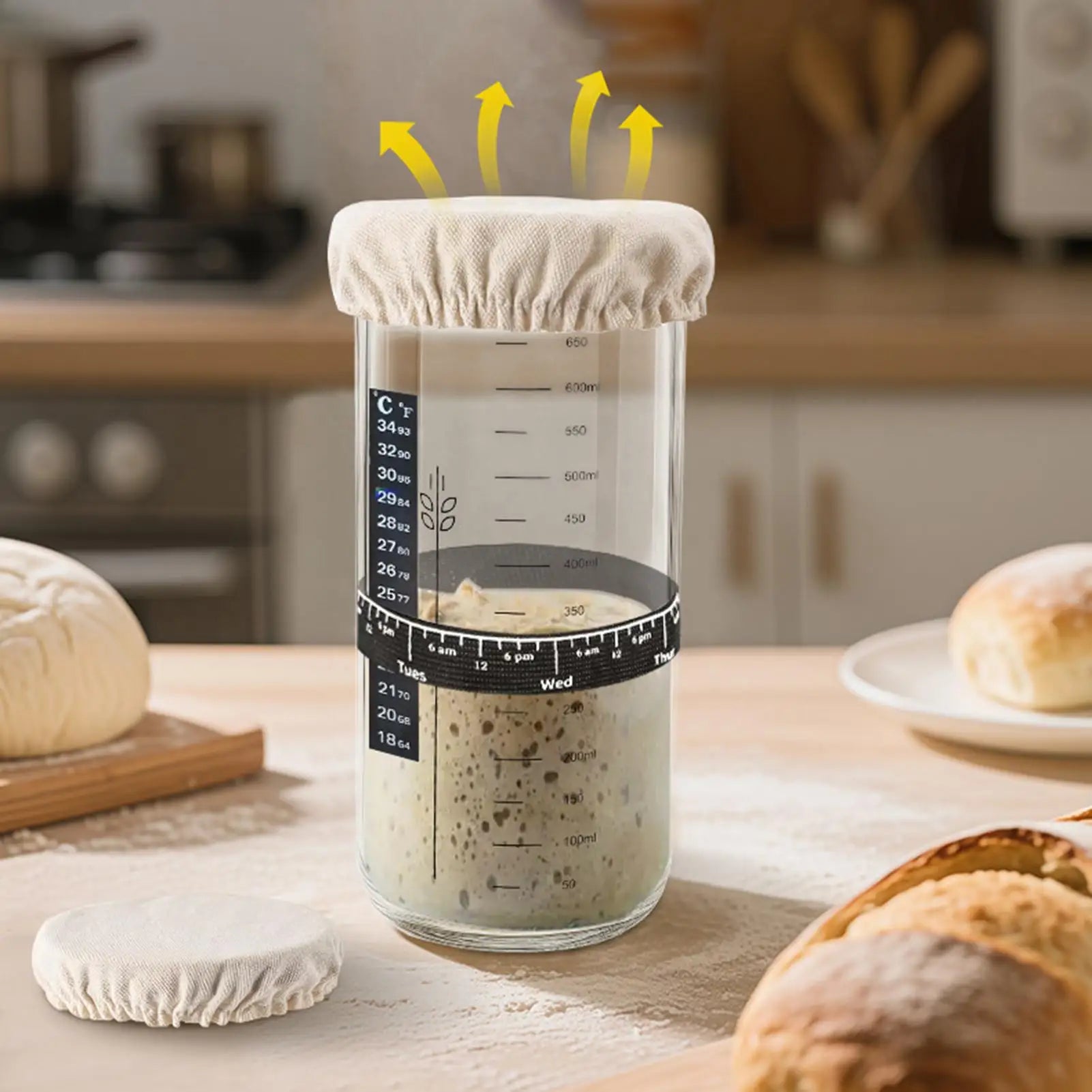 Dough Starter Cover 4 Pieces ReusableKitchen Tool Bread Fermentation Covers for Kitchen Baking Bakery Studio Dorm Apartment Zpaxo