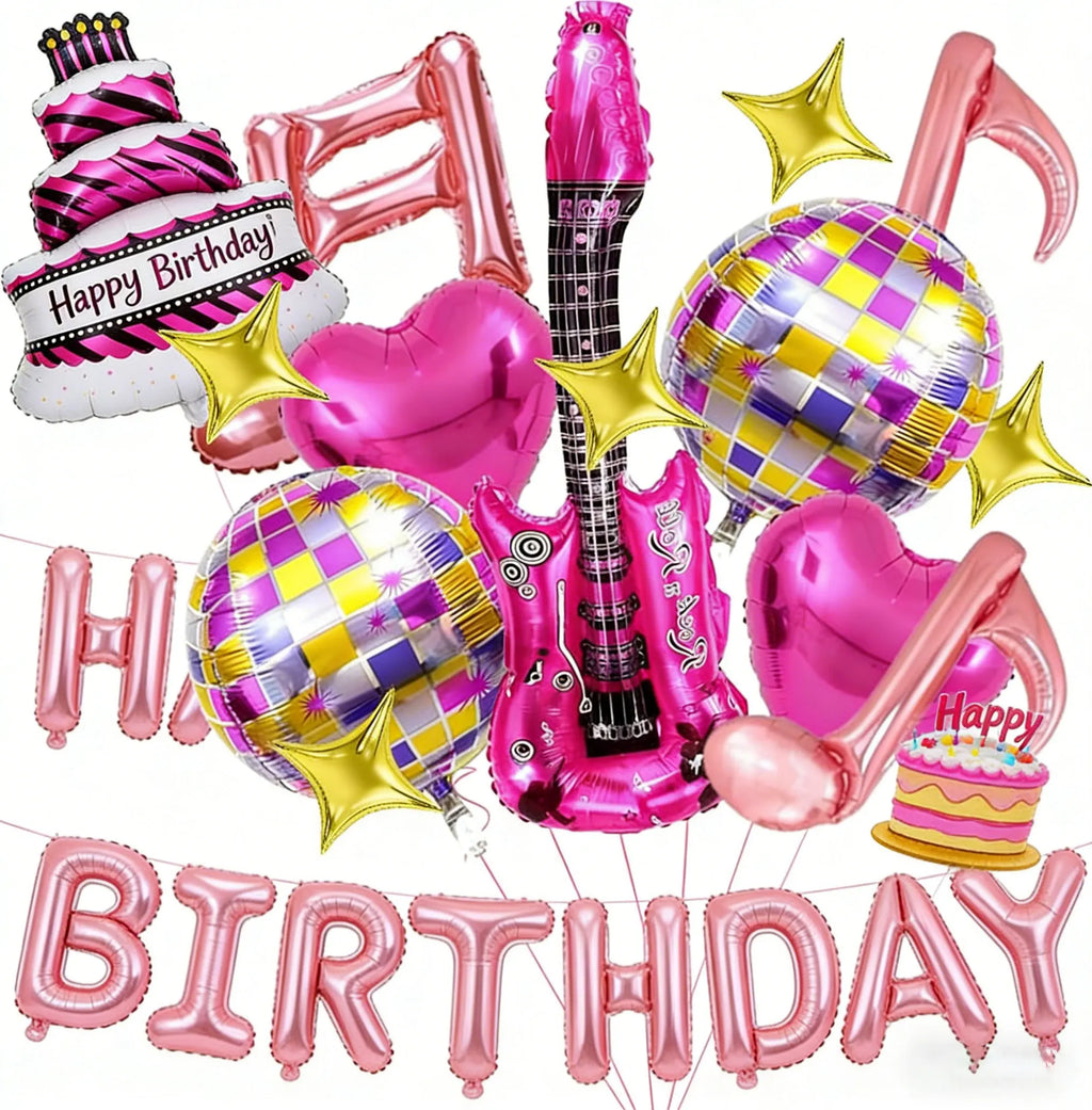 Singer Balloons Music Note Guitar Disco Foil Dancing Queen Rock