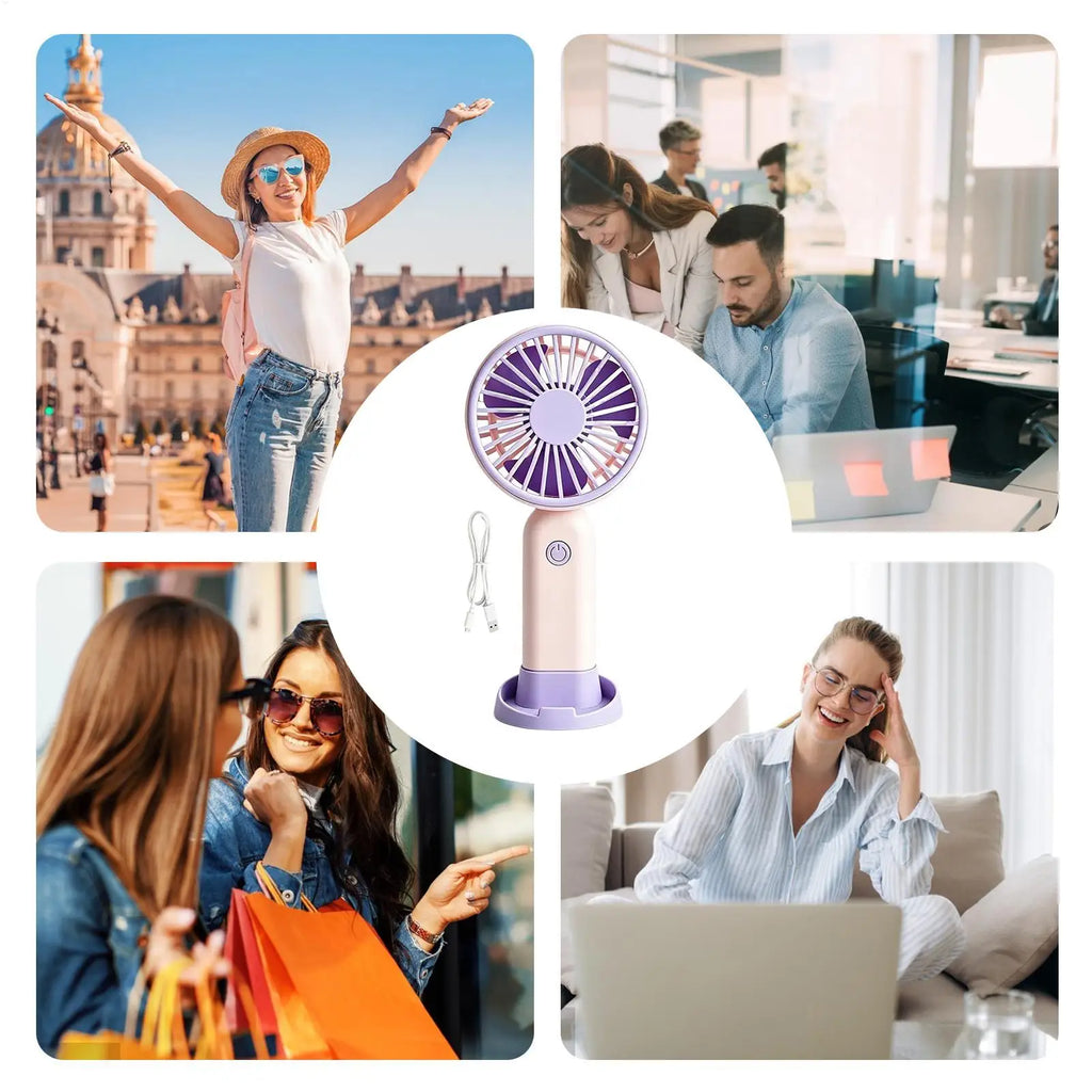 Portable Handheld Fan Rechargeable 3 Speed Ultra Quiet Mini Pocket