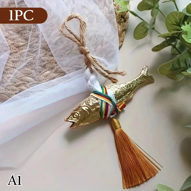 1Pc Golden Cod Fish Pendant Gadus Korean Style Halcogrammus Hanging Ornament Door Hanging Peace Luck Wealth Fish Wall Decoration Zpaxo A1