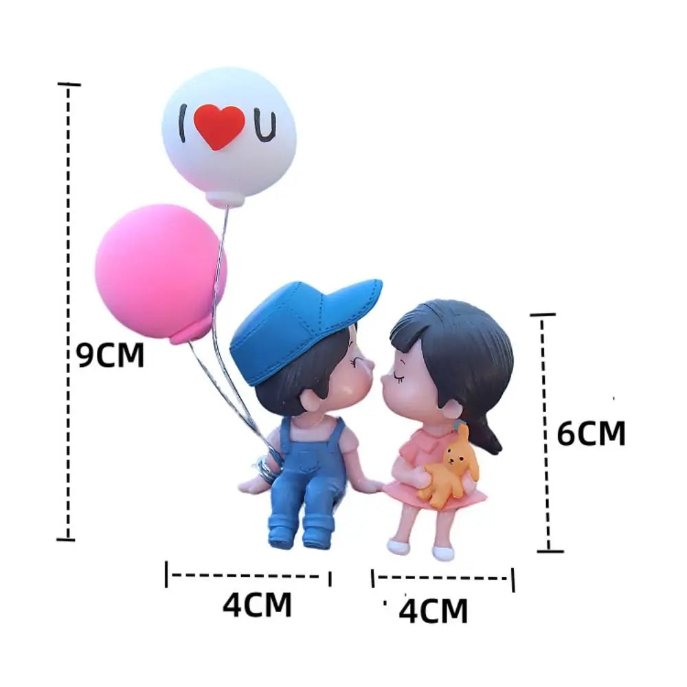 Home Decor Car Ornaments Resin Cartoon Cartoon Couples Model Toys Creative Cute Kiss Balloon Action Figure Men and Women Zpaxo