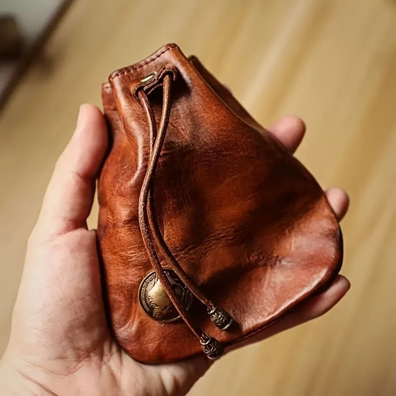 Vintage Vegetable-tanned Leather Wallet Pattern Gold Hardware
