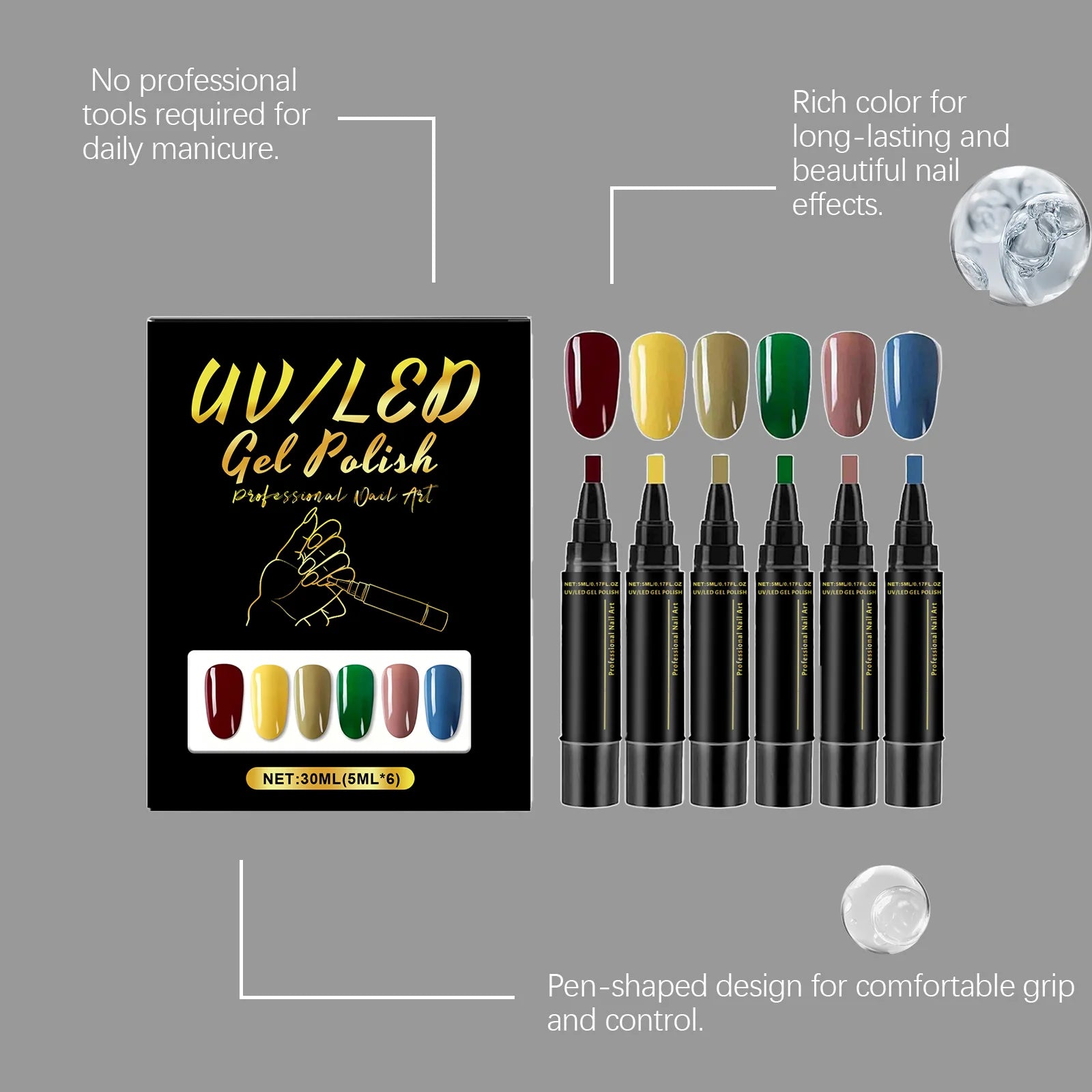 6-Color Nail Polish Pen Set – Quick Dry DIY Nail Art Pens Nail Art Pen Set Zpaxo