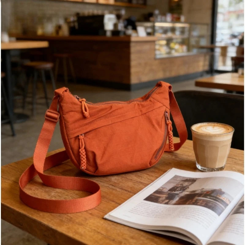 Trendy Women S Soft Cloth Shoulder Bag Solid Casual Large Capacity