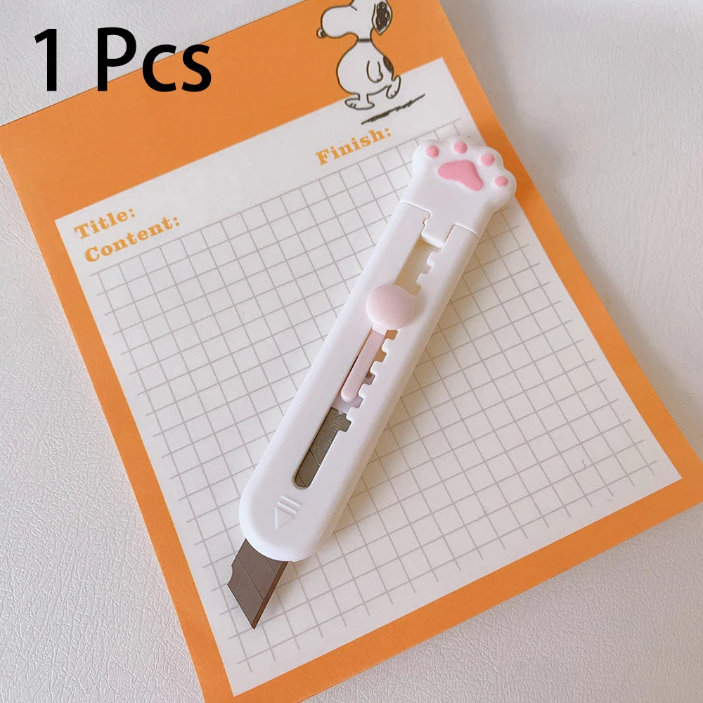 Mini Paper Cutter Portable Cat Claw Utility Knife Cute Creative Zpaxo White