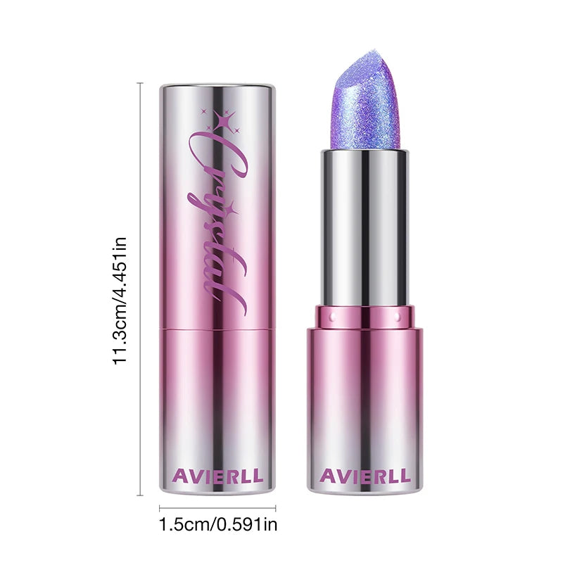 1PC Metallic Violet Chameleon Lipstick Pearlescent Glitter Diamond Lipstick Long Waterproof Pearl Shine Lip Gloss Sexy Makeup Zpaxo