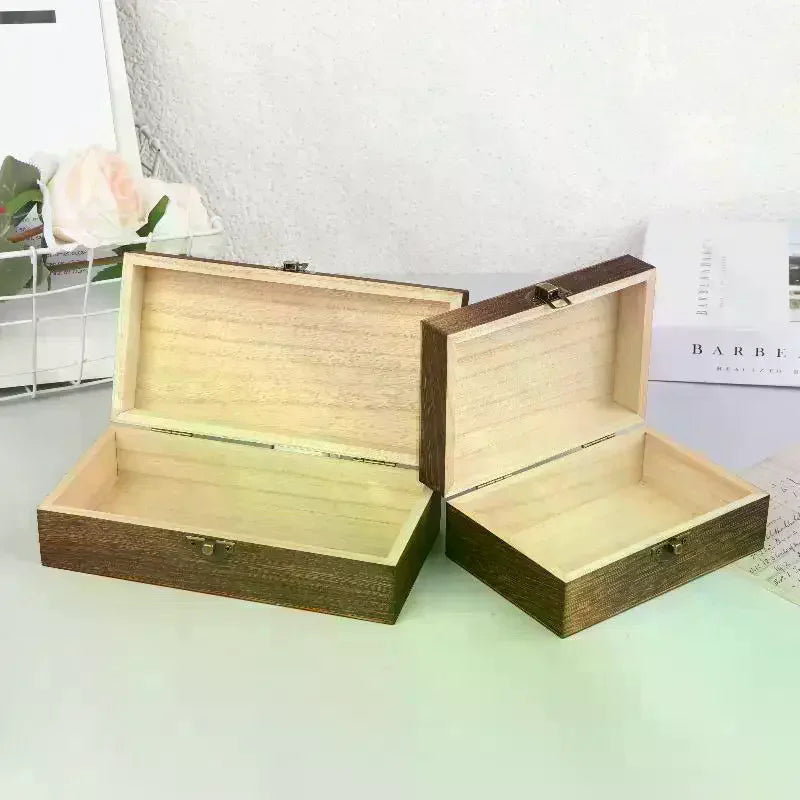 Rectangular Wooden Storage Box Retro Jewelry Desktop Home Decoration Zpaxo