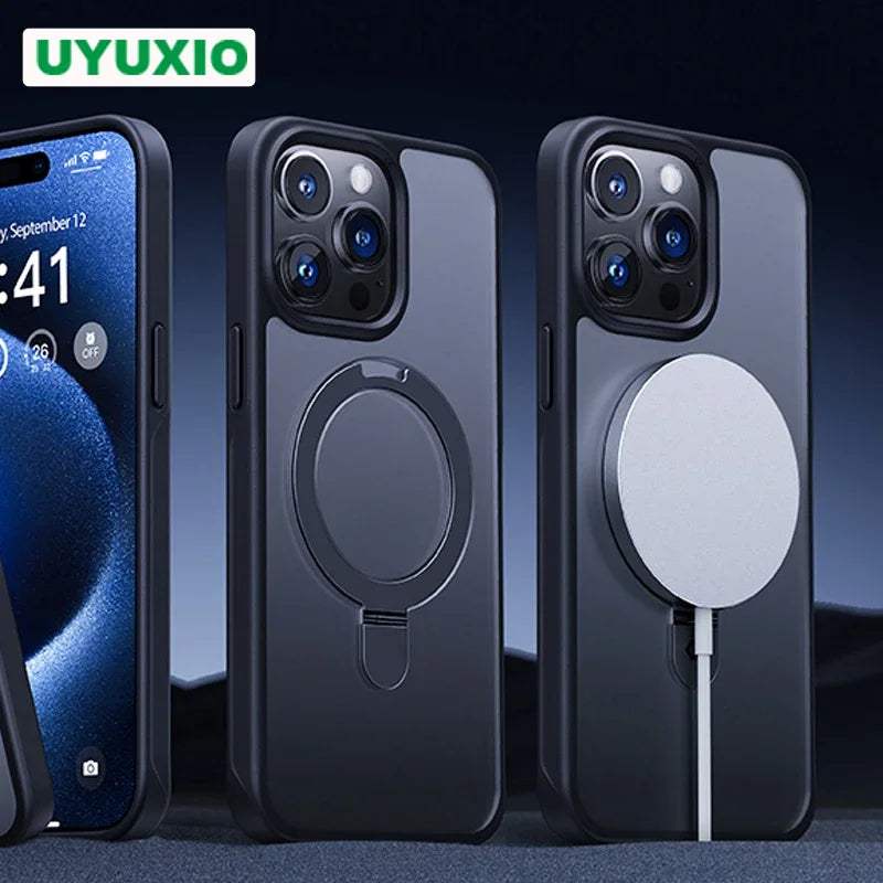 Magnetic Mobile Phone Case Ring Kickstand Iphone 15 14 Max 12 13 11