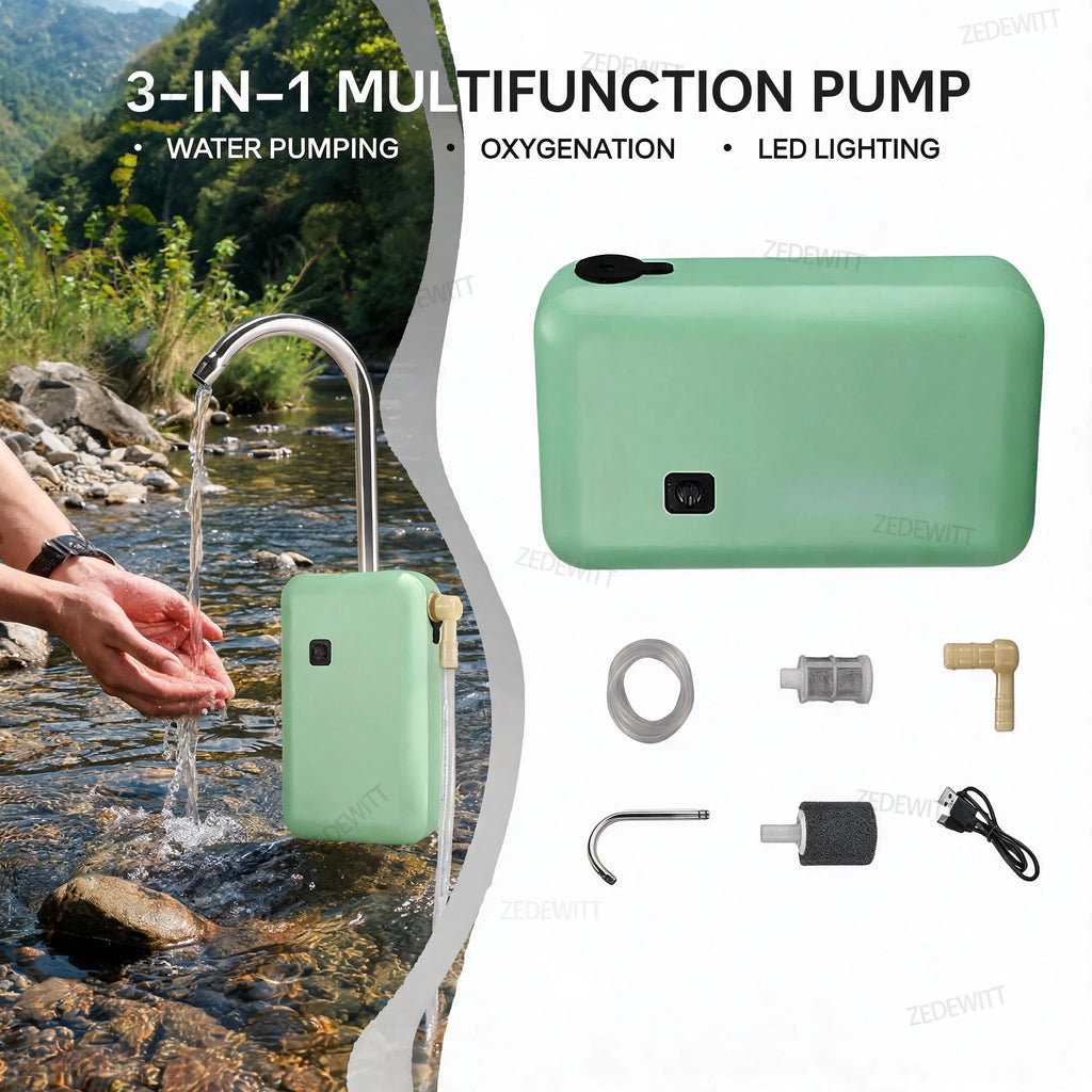 USB Rechargeable Portable Fishing Aerator Pump with LED Light