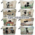 Black Cat Floral Zipper Pouch Durable Fade-resistant Cosmetic Bag