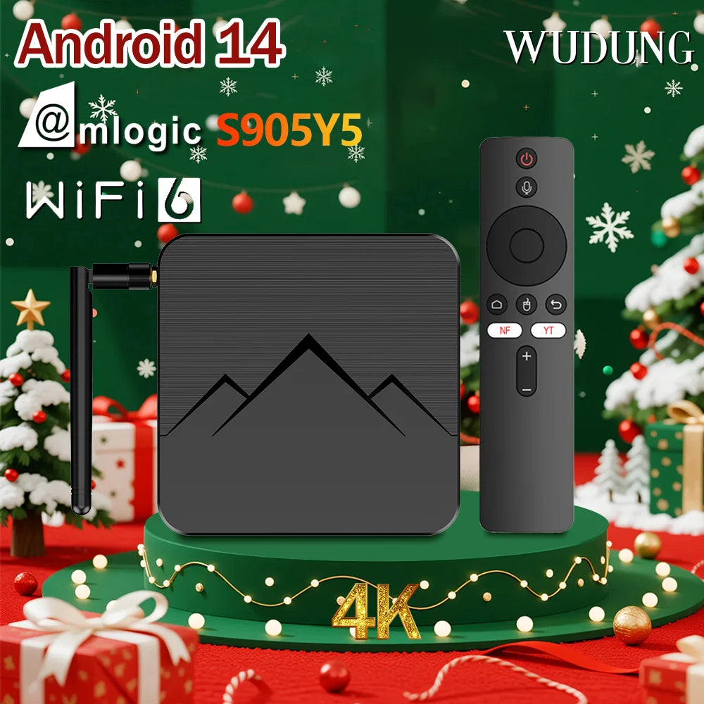 Wudung WD05 Android14 TV Box Amlogic S905Y5 Quad Core 4+32GB AV1 BT Zpaxo