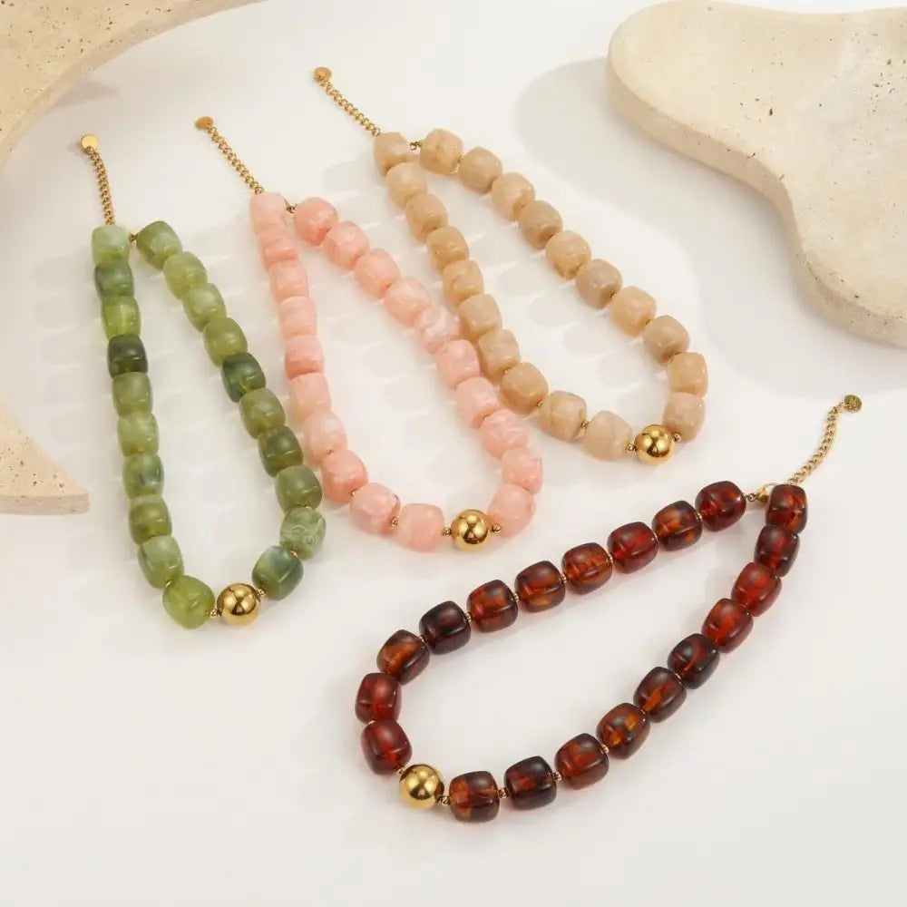 Jewelry Accessories Boho Colorful Beaded Choker Large Square Adjustable Beaded Acrylic Surfer Beach Strand Necklaces for Women Zpaxo
