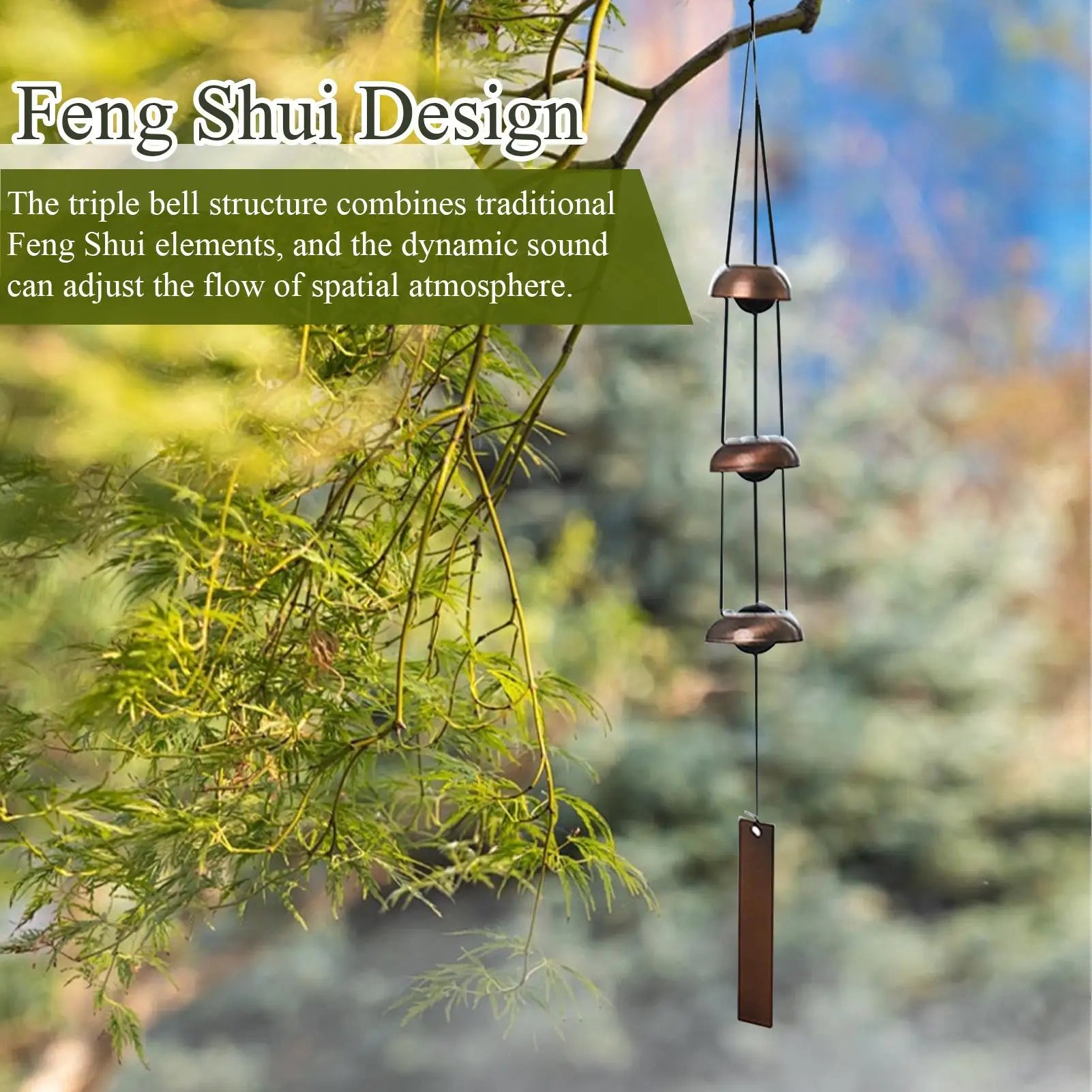 Chimes Outdoors Blessing Sounding Ornament 3 Bells Copper Small Wind