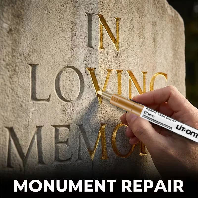 1pc/2pcs Golden Tombstone Marker | Restores Text on Granite/Marble, Weather-Resistant Fine Tip Zpaxo