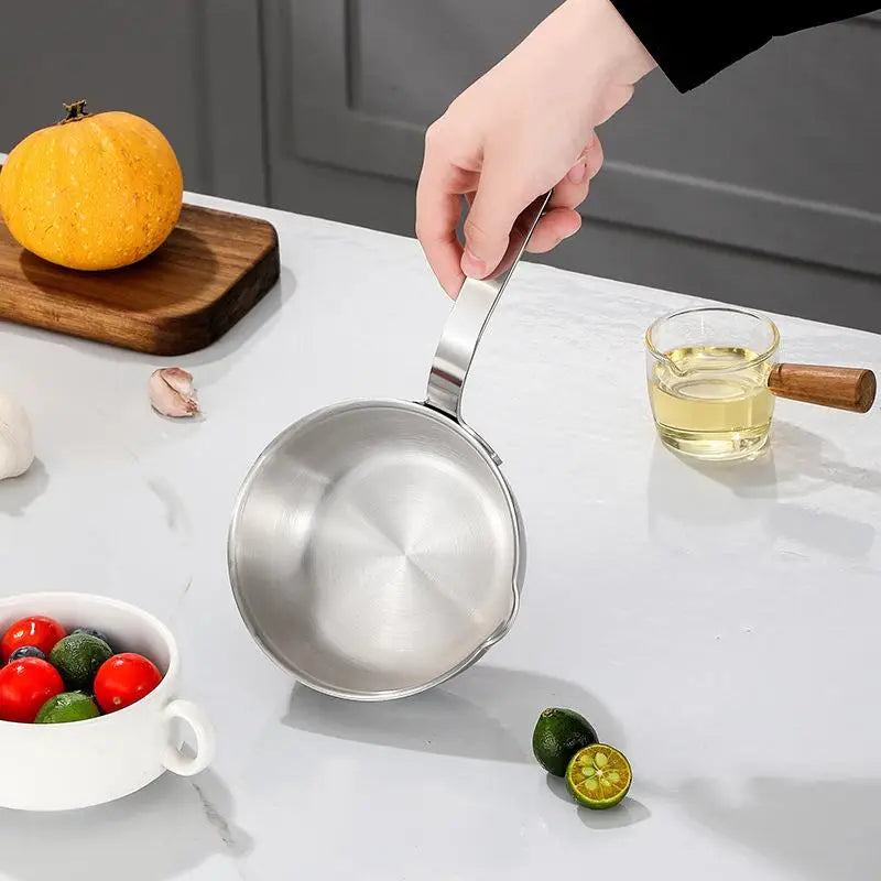 Mini 304 Stainless Steel Oil Pot Egg Frying Pan Handle Multipurpose Zpaxo