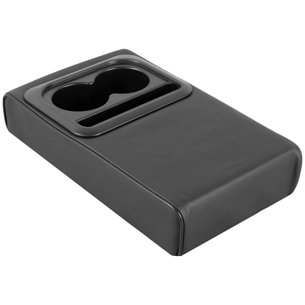 Car Center Console Armrest Pillow Leather Increased Elbow Support with Cup Holder and Phone Holder Memory Foam Armrest Cushion Zpaxo black 1PC