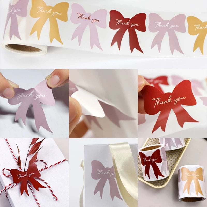 120-Piece Bow-shaped Thank You Stickers Wrapping Seals Bullet Journal