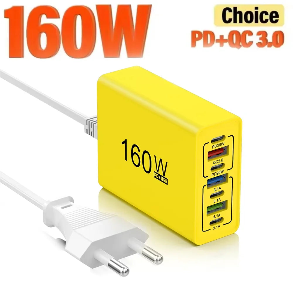 160W Multi-Port USB-C Fast Wall Charger – iPhone & Samsung USB Wall Charger Zpaxo