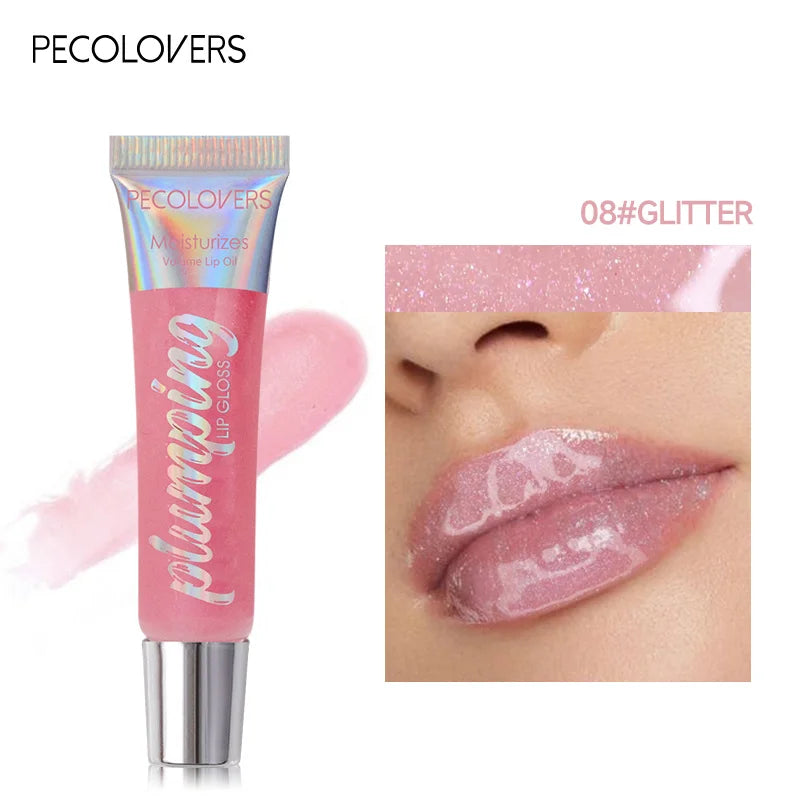 1PC Moisturizing Reducing Lip Lines Lip Gloss Lip Plumper Glitter Nutritious Liquid Lipstick Cherry Jelly Lip Oil Clear Lipgloss Zpaxo 08