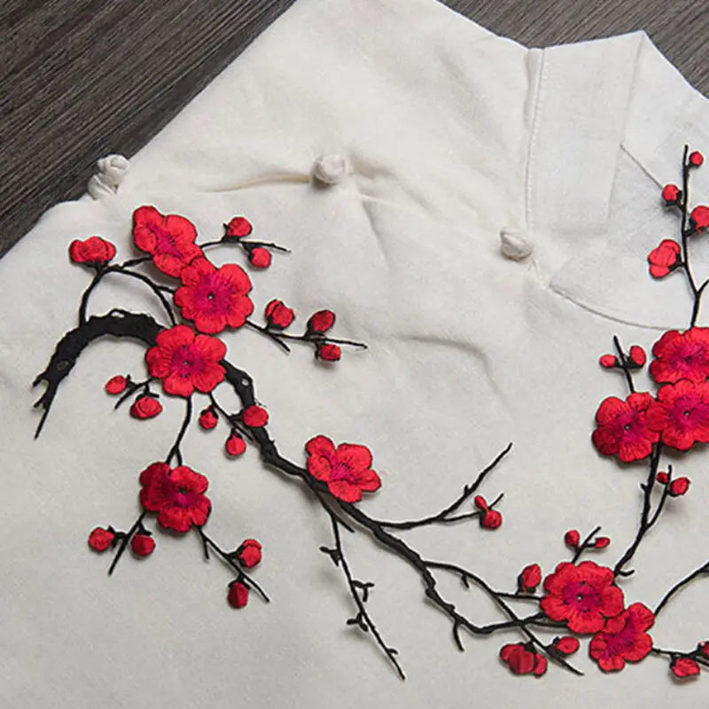 Embroidered Plum Blossom Flower Applique Clothing Embroidery Patch