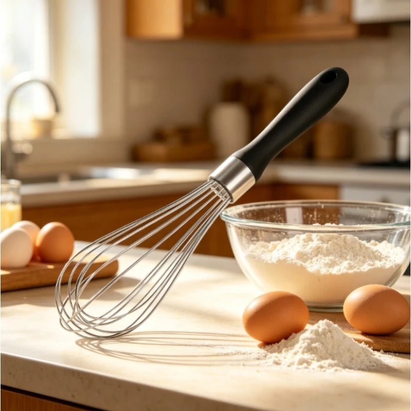 Stainless Steel Balloon Whisk Soft Silicone Handle Durable Cooking