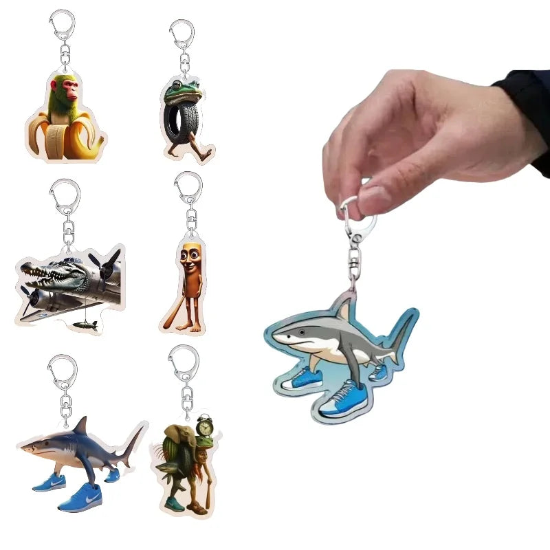 Brainrot Meme Keychains – Funny Acrylic Animal Charms for Teens