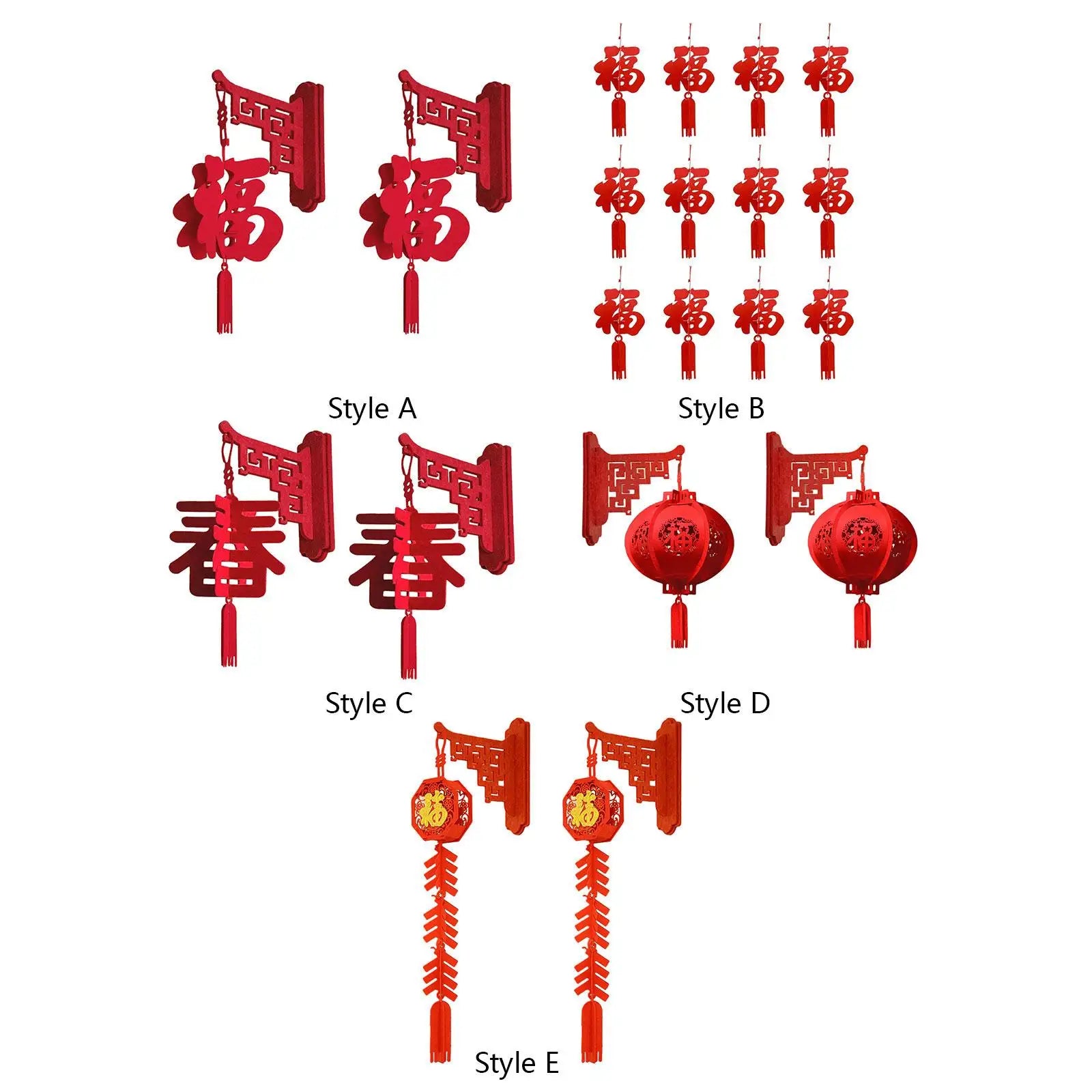 2x Chinese New Year Hanging Decorations, 2024 Chinese Fu Characters, Home Spring Festival Decor for Bedroom, Spring Festival Zpaxo