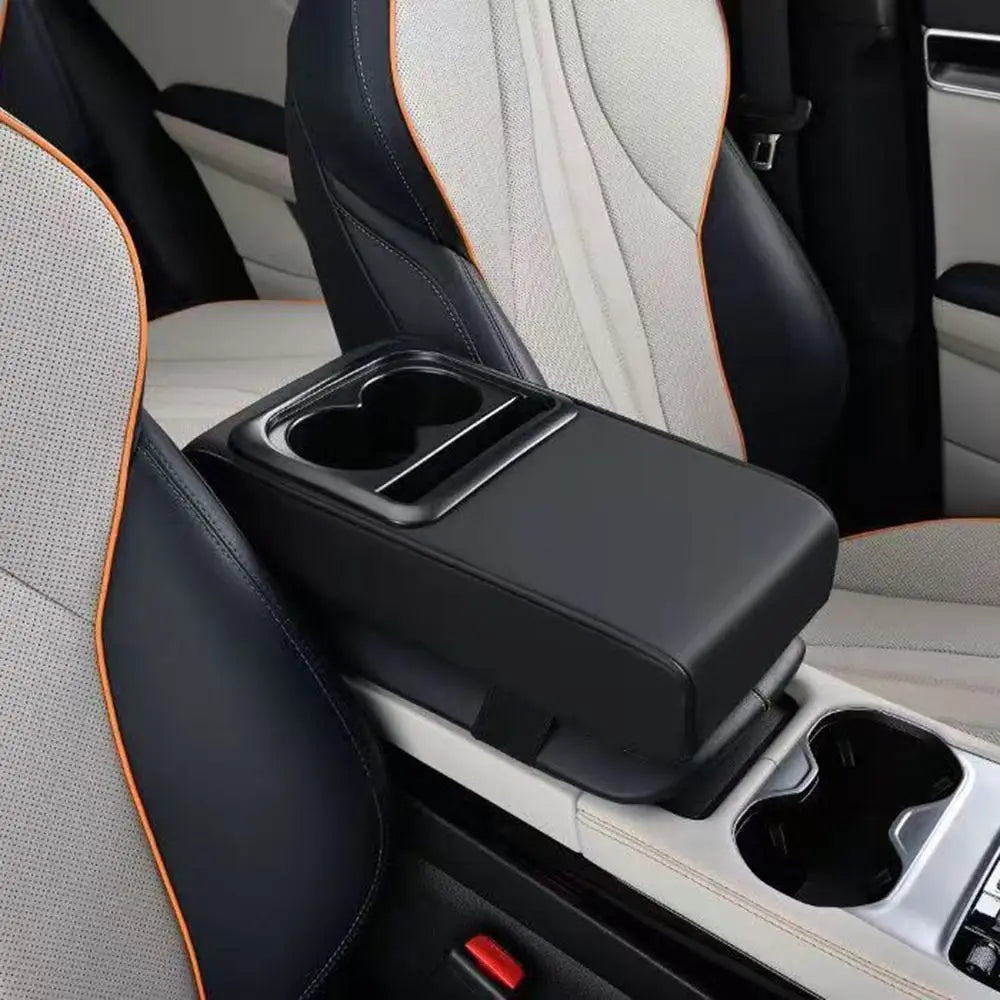 PU Leather Center Console Armrest Pillow Waterproof Thicken Car Armrest Box Cushion Soft 2 Cup Holder Auto Arm Rest Protector Zpaxo