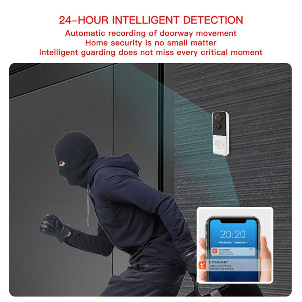 2026 Solar WiFi Video Doorbell Camera Waterproof Outdoor Wireless Door Bell PIR Motion Detection Two-Way Audio Intercom Zpaxo