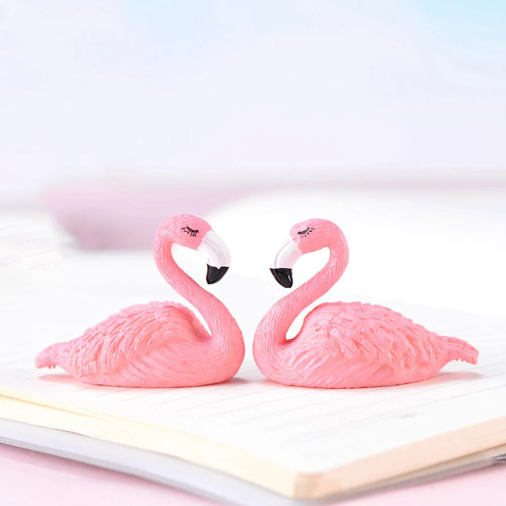 Resin Flamingo Miniatures Pink Vibrant Cake Decoration Party Baking
