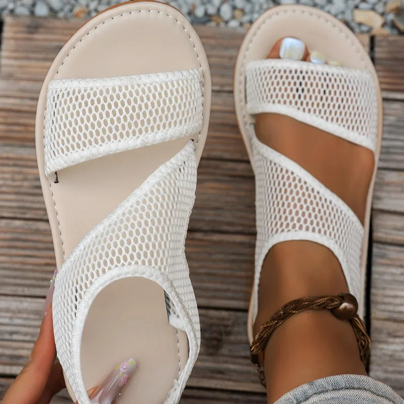 2025 Women Sandals Flat Buckle Strap Femme Beach Lightweight Shoes Zpaxo