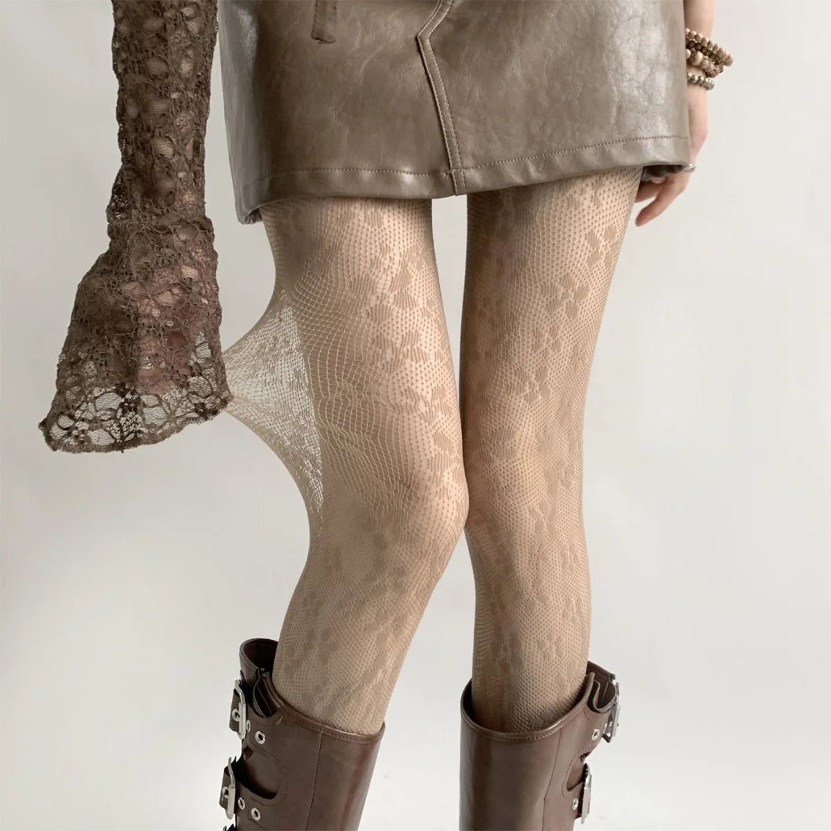 Sexy Hollowed Lace Mesh Stockings Bottom Pantyhose Lolita Retro