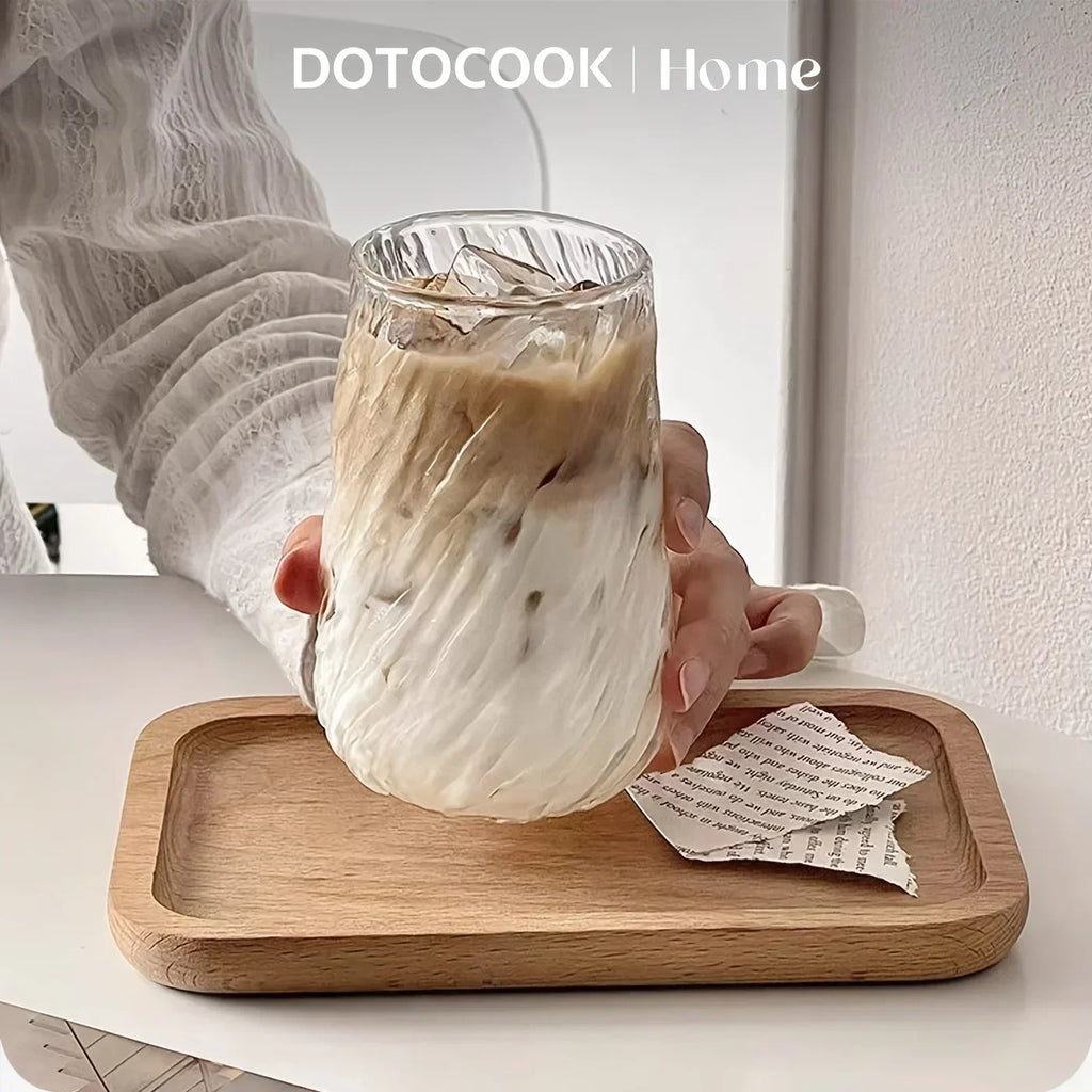 400ML Coffee Mug Glassware Stripe Glass Cup Ice Mug Transparent Glass Tea Cup Drinkware Juice Milk Mocha Cups Kitchen Supplies L Zpaxo 400ML 1pc