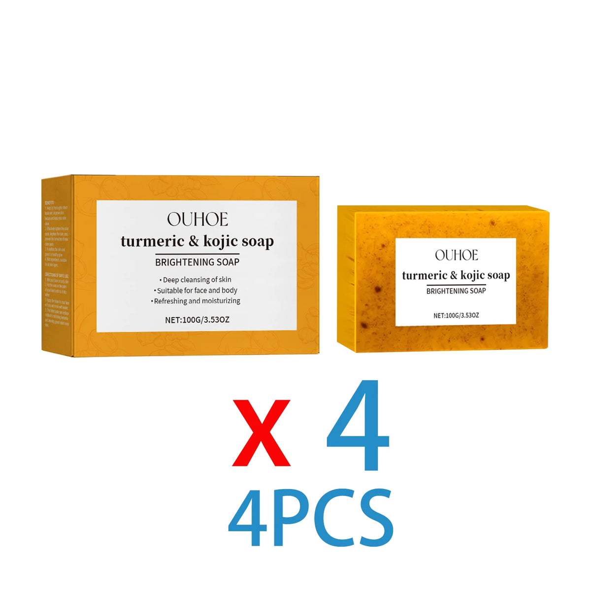 Lemon Turmeric Soap Brightening Face and Body Bar Gentle Cleanser Glowing Moisturizing Non Irritating for Sensitive Skin 100g Zpaxo 4PCS