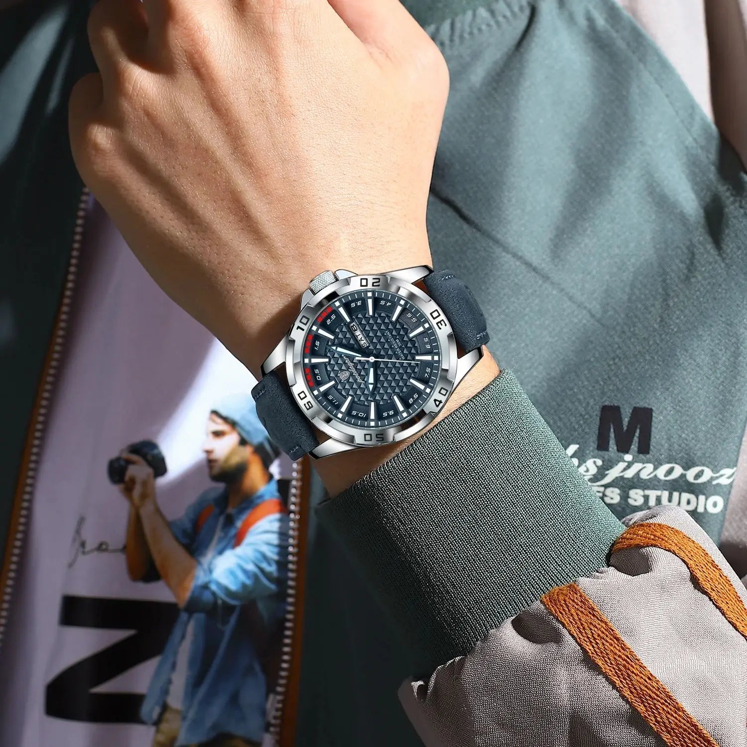 POEDAGAR Original Men Watch Luxury Waterproof Luminous Date Week Watch For Man Quartz Leather Fashion Men's Watches Reloj Hombre Zpaxo