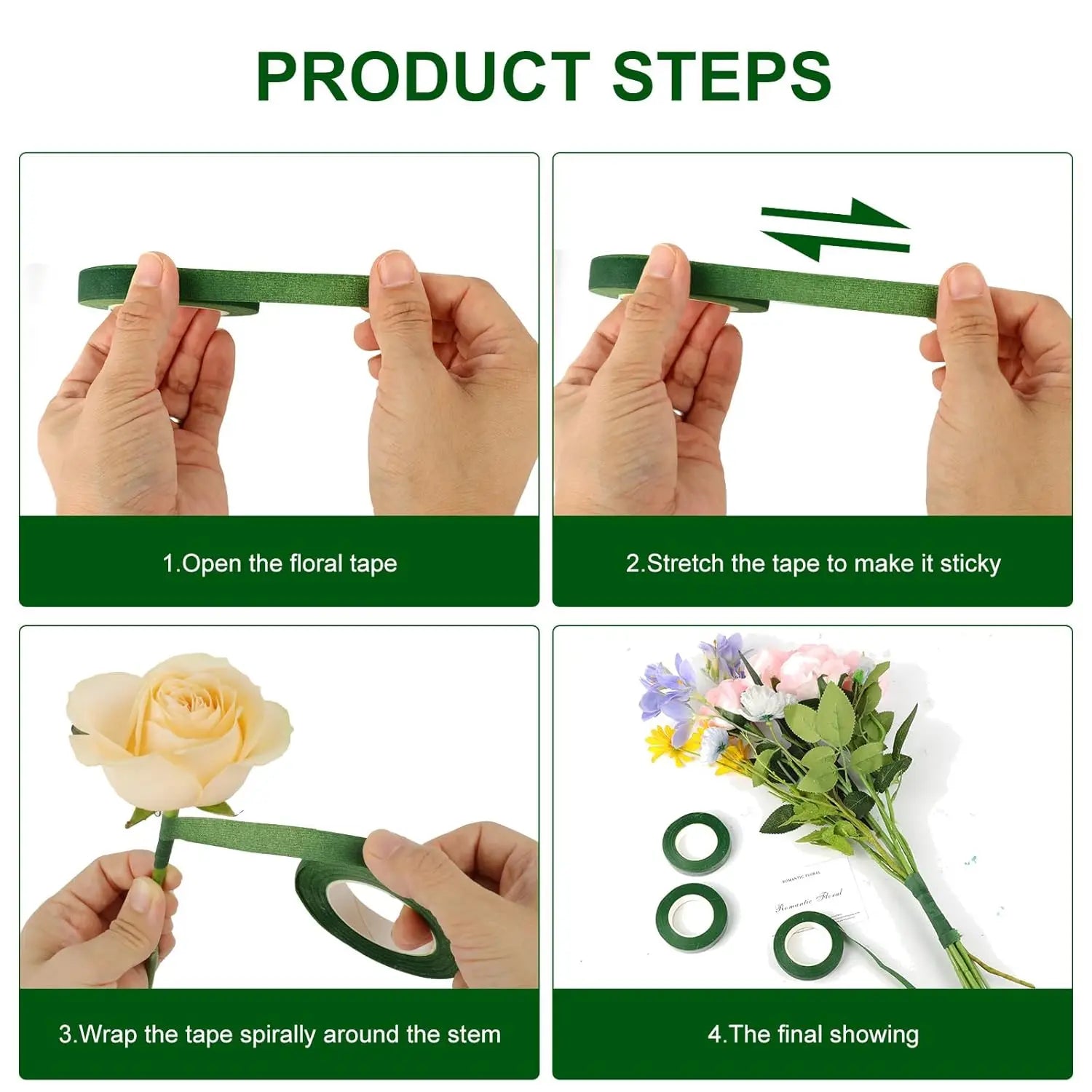 Floral Stem Wrap Tape 20 Yards – Self-Adhesive Bouquet Tape