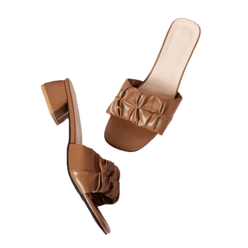 Pleated Summer Women's Sandals Trend Outdoor Flat Women Flip Flops
