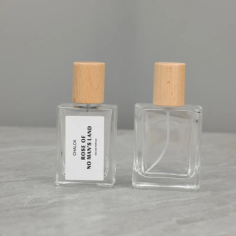 30ml Square Glass Perfume Spray Bottle – Refillable Wooden Cap Perfume Spray Bottle Zpaxo