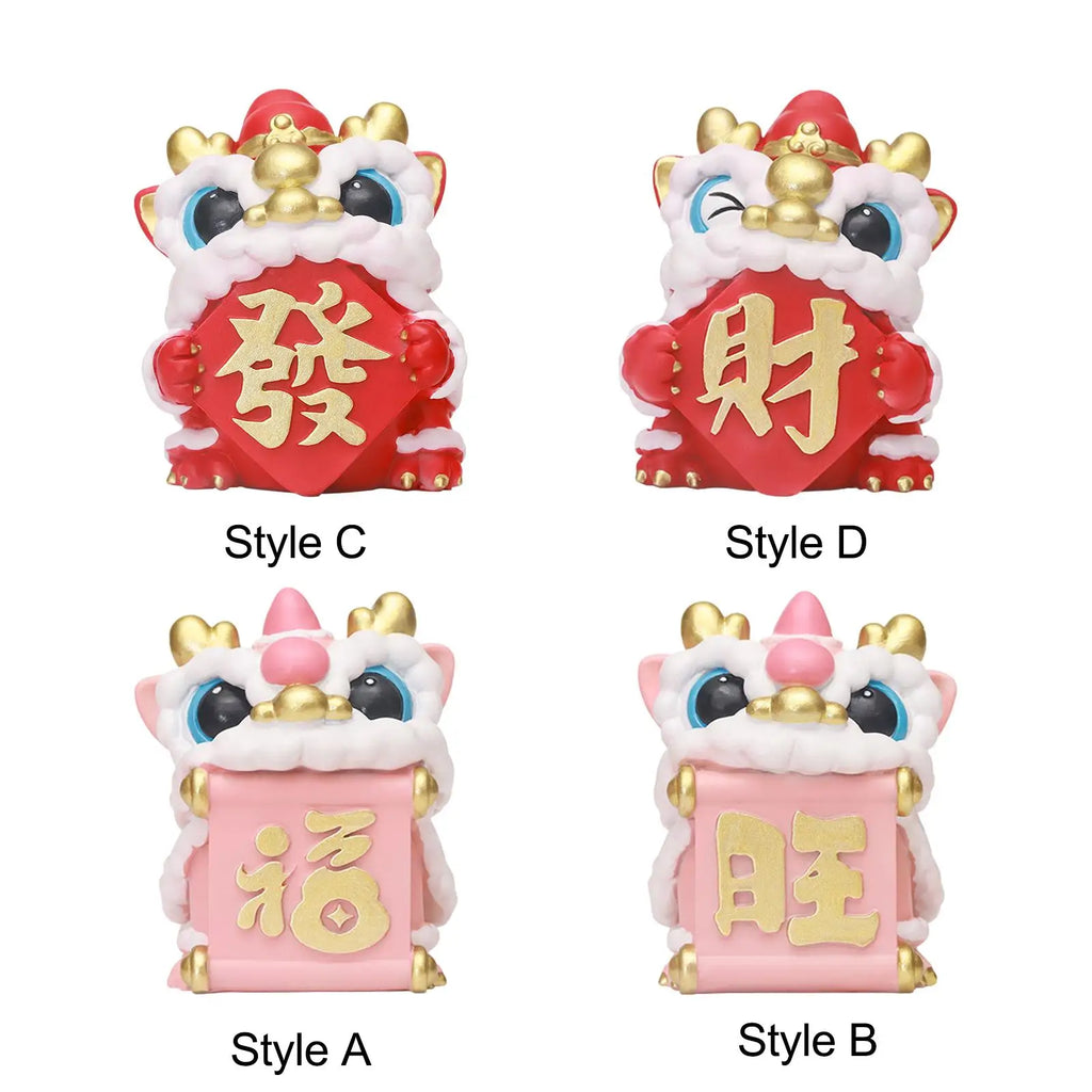 Chinese Lucky Lion Dance Figurine – Feng Shui Desktop Ornament Decorative Figurine Zpaxo