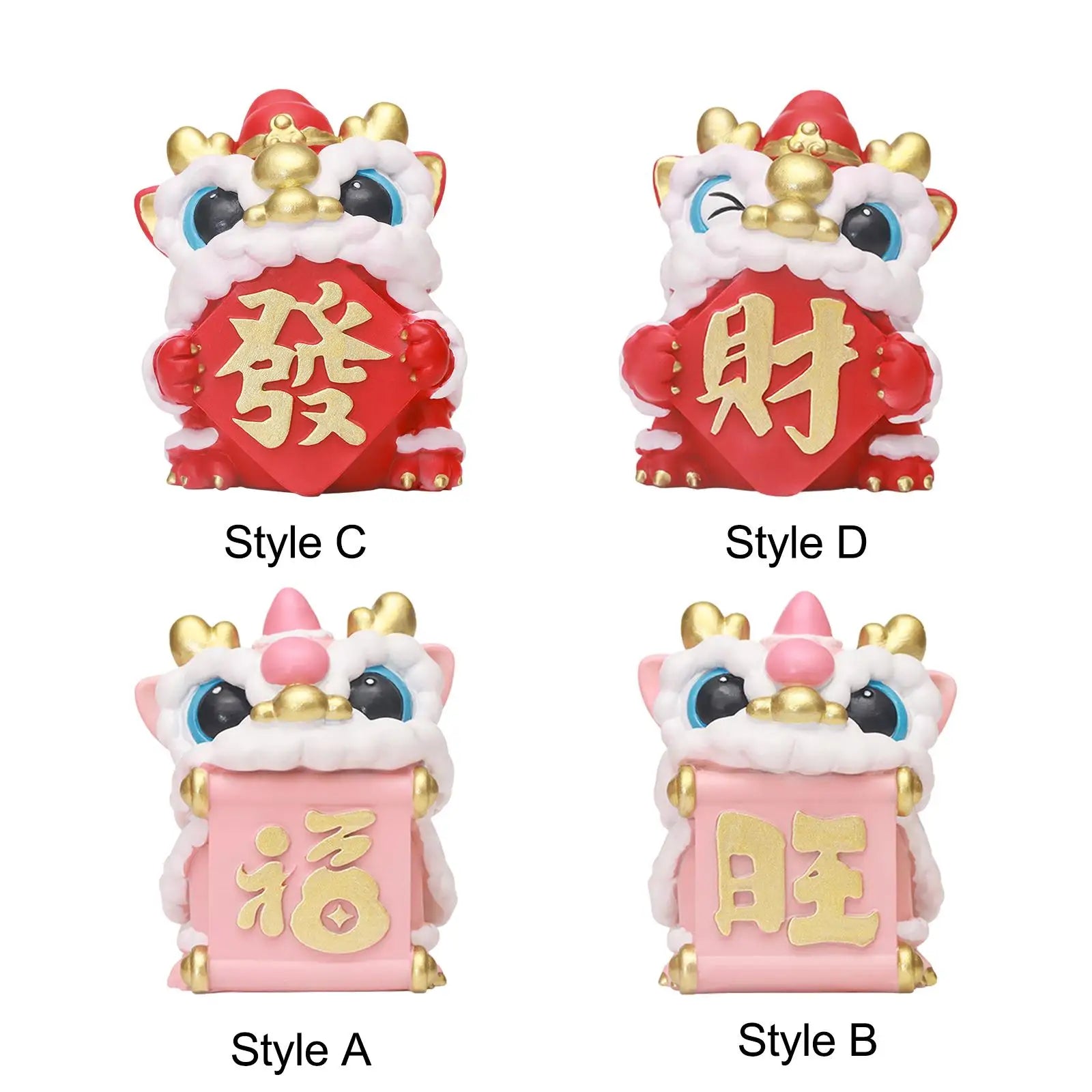 Chinese Lucky Lion Dance Figurine – Feng Shui Desktop Ornament Decorative Figurine Zpaxo