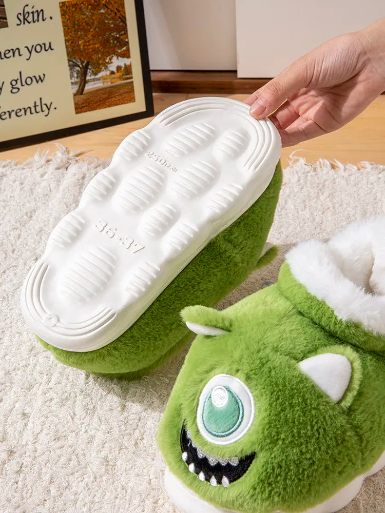 SHAJI 2026 Unisex Funny Ugly Fish Closed Back Slippers Winter Warm