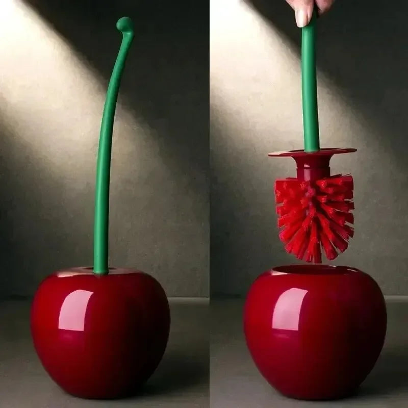 Red Toilet Brush Creative Lovely Cherry Shape Lavatory Holder