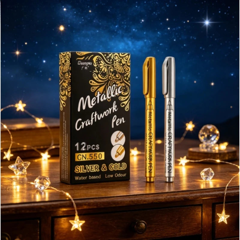 Metallic Soft Tip Pens Waterproof Paint Marker Craft Invitation