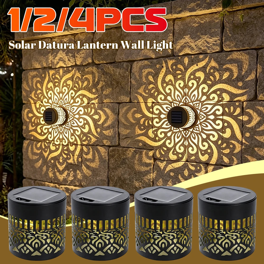 1 2 Solar-powered Datura Lantern Light Wall Lamp Outdoor Garden Patio
