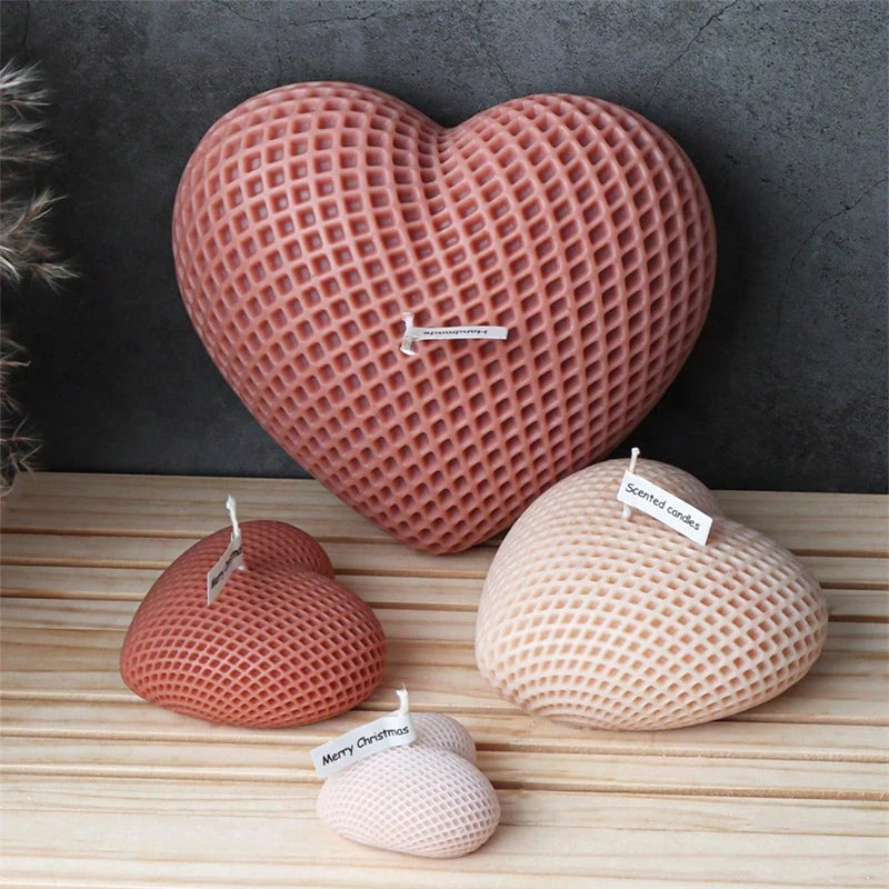 3D Heart Silicone Candle Mold for Valentine's Day Knitting Heart Flower Aromatherapy Soap Plaster Craft Gift Chocolate Cake Mold Zpaxo