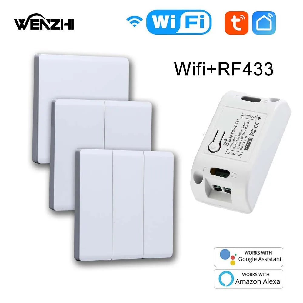 Wifi RF 433 Mhz DIY Light Switch Module Receiver Relay 86 Portable Wireless Remote Control Tuya Smart Life Alexa Google Home Zpaxo