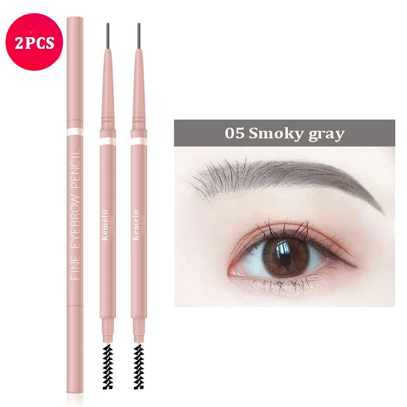 Ultra Fine Double-ended Eyebrow Pencil Waterproof Long Lasting Zpaxo 05 Smoky Gray-2Pc