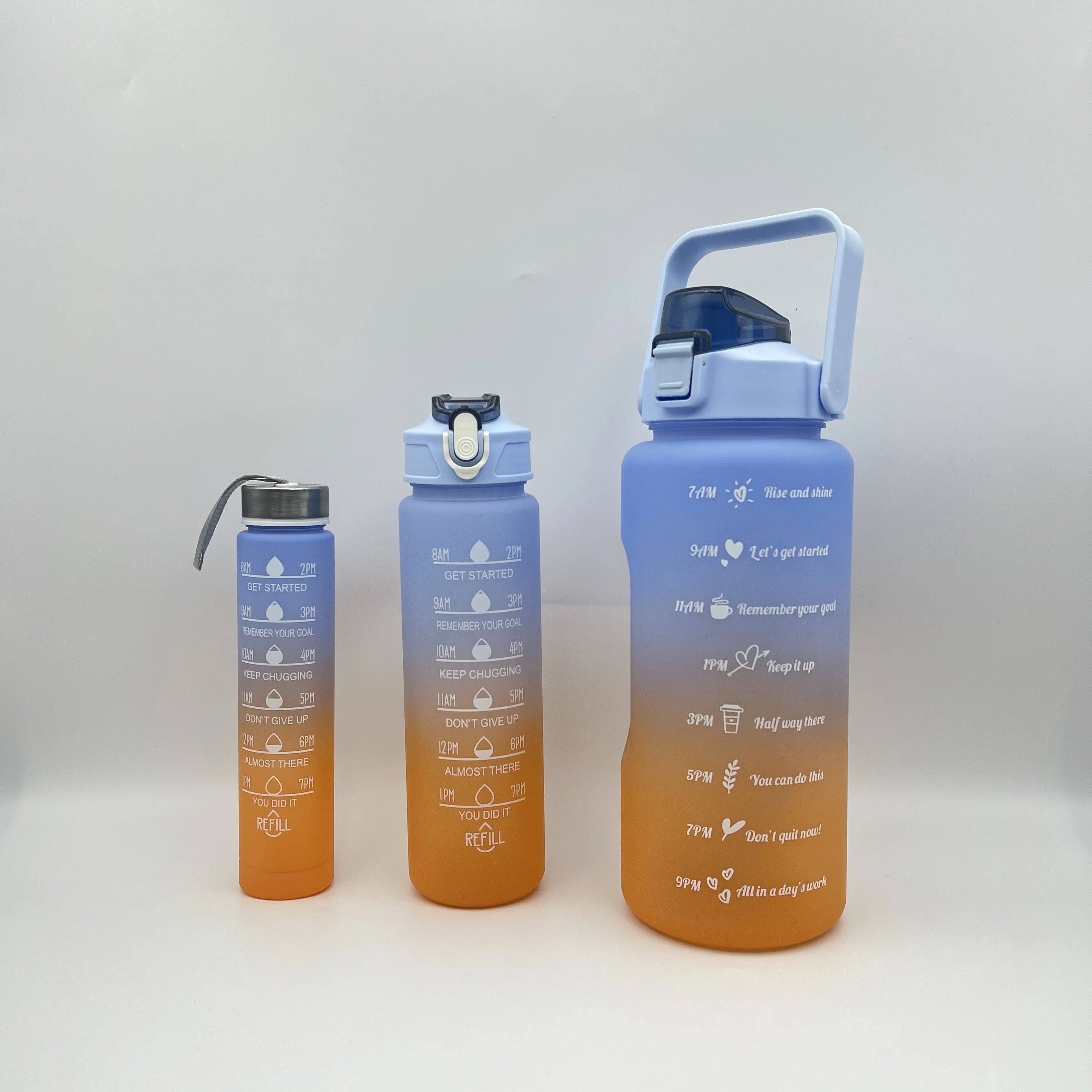 3-Pack Motivational Water Bottles 1L – BPA-Free Leakproof Sport Sport Water Bottle Zpaxo 2.0L Blue Orange