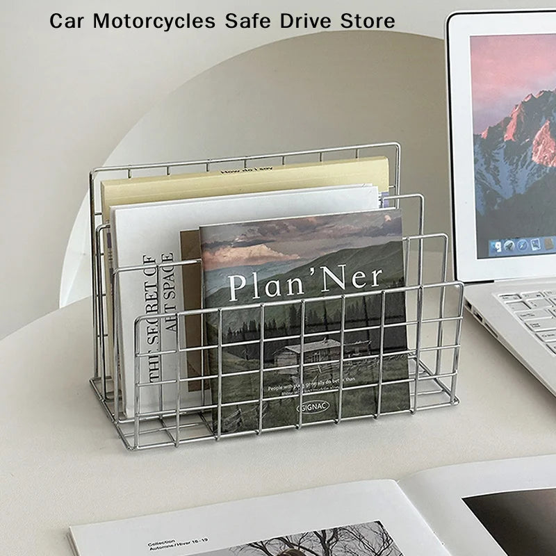 Simple Book Storage Rack Desktop Iron Bookshelf Vinyl Records Holder
