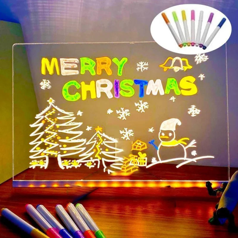 Reusable Children's Acrylic Information Board Lighted Drawing Lamp